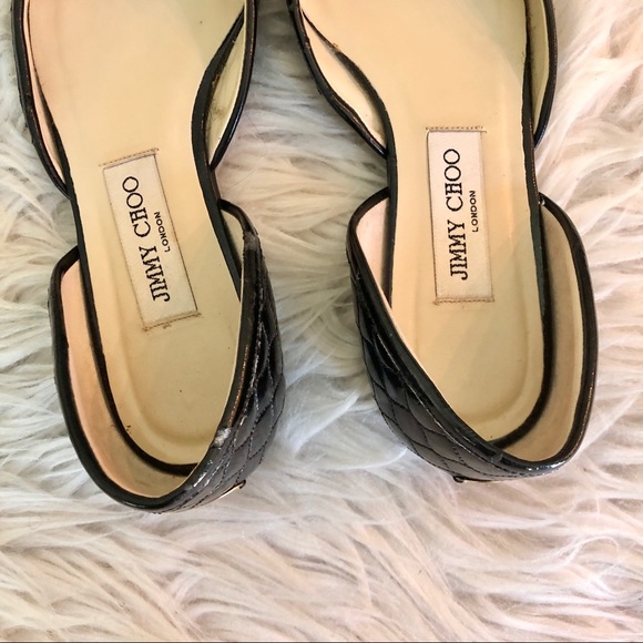 classic Jimmy Choo | Black Patent Quilted Ballet Flats - Picture 5 of 11